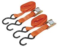 Sealey TD2525CS - Cam Buckle Tie Down 25mm x 2.5mtr Polyester Webbing with S Hooks 250kg Load Test