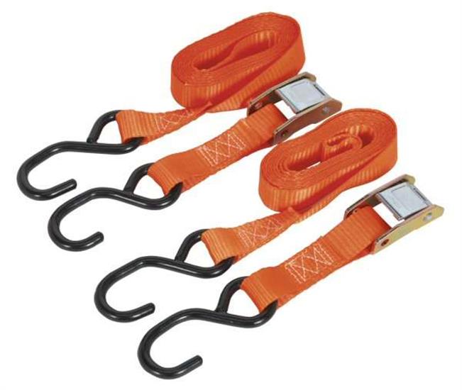 Sealey TD05025CS - Cam Buckle Tie Down 25mm x 2.5mtr Polyester Webbing with S Hooks 500kg Load Test