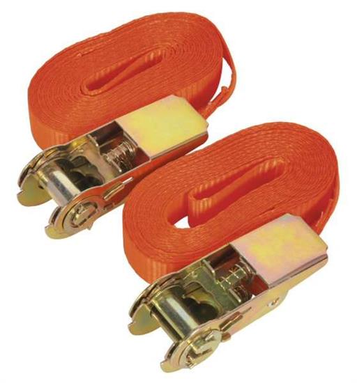 Sealey TD08045E - Self-Securing Ratchet Tie Down 25mm x 4.5mtr 800kg Load Test - Pair