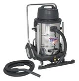 Sealey PC477 - Industrial Wet/Dry Vacuum Cleaner 77ltr Stainless Drum 2400W/230V Swivel Bin Empty