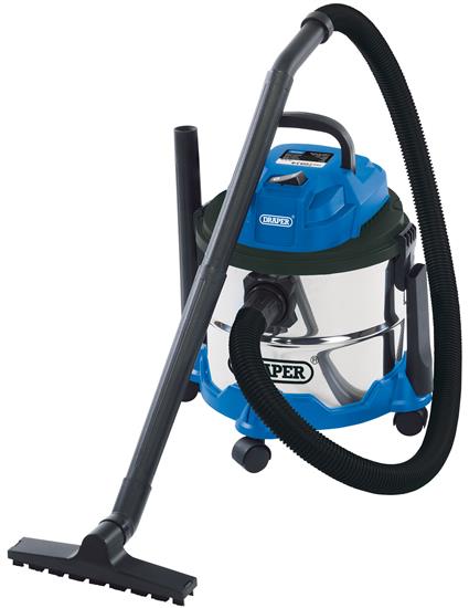 Draper 20514 (WDV15SS) - 15L Wet and Dry Vacuum Cleaner with Stainless Steel Tank �W)