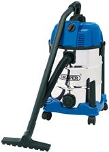 Draper 20523 (WDV30SSB) - 30L Wet and Dry Vacuum Cleaner with Stainless Steel Tank �W)