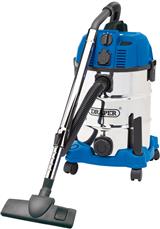 Draper 20529 (WDV30SSPA) - 30L Wet and Dry Vacuum Cleaner with Stainless Steel Tank and Integrated 230V Power Socket �W)
