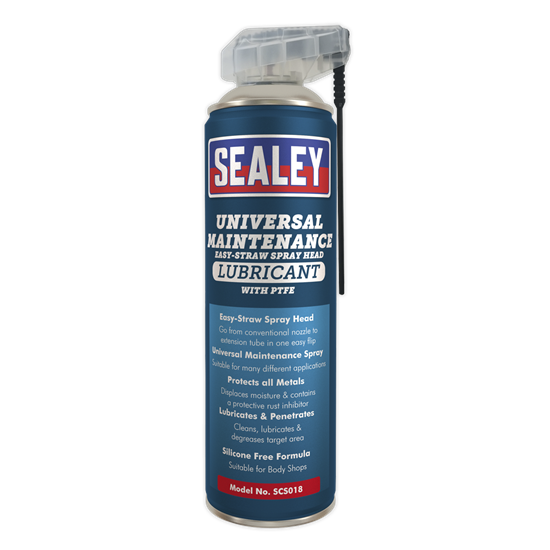 Sealey SCS018S - Universal Maintenance Lubricant with Easy-Straw Spray Head & PTFE 500ml
