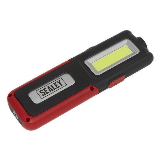 Sealey LED318R - Rechargeable Inspection Lamp Red 5W COB + 3W LED + Power Bank