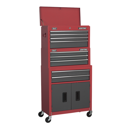 Sealey AP2200BBSTACK - Topchest, Mid-Box & Rollcab 9 Drawer Stack - Red