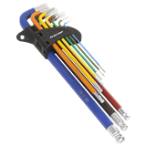 Sealey AK7198 - Ball-End Hex Key Set Extra Long 9pc Colour-Coded Imperial