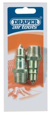 Draper 25858 � Packed) - 1/2" Male Thread Air Line Screw Adaptor Connectors Pack Of 2