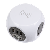 Sealey EL144WC - Extension Cable Cube 1.4m 3 x 230V + 3 x USB Sockets & Wireless Charging Pad