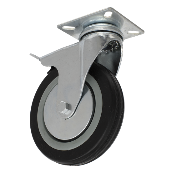 Sealey SCW1125SPL - Castor Wheel Swivel Plate with Brake Ø125mm