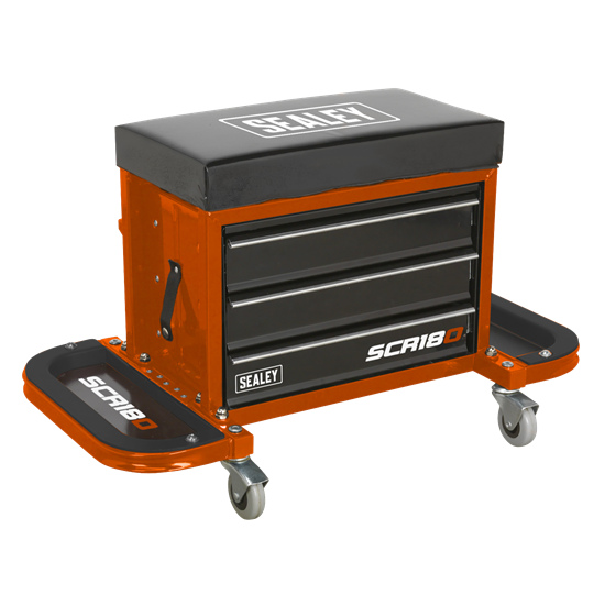 Sealey SCR18O - Mechanic's Utility Seat & Toolbox - Orange