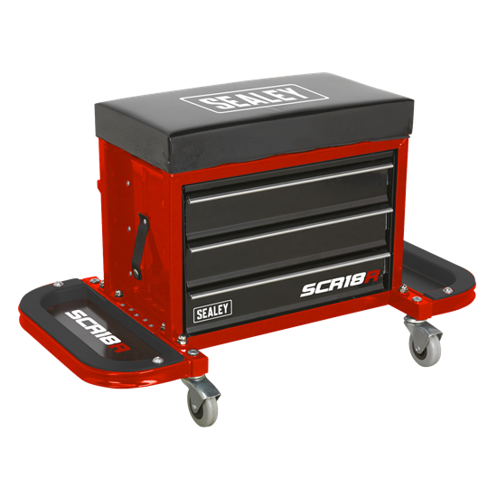 Sealey SCR18R - Mechanic's Utility Seat & Toolbox - Red