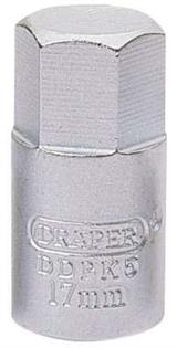 Draper 38323 ⣝pk5) - 17mm Hexagon 3/8" Square Drive Drain Plug Key
