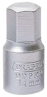 Draper 38327 ⣝pk9) - 14mm Hexagon 3/8" Square Drive Drain Plug Key