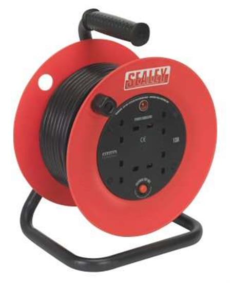Sealey CR25/1.5 - Cable Reel 25mtr 4 x 230V 1.5mm² Heavy-Duty Thermal Trip