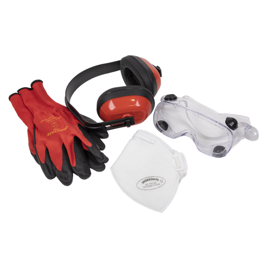 Sealey SEP2 - Flexi Grip Gloves, FFP1 Mask, Goggles & Ear Defenders
