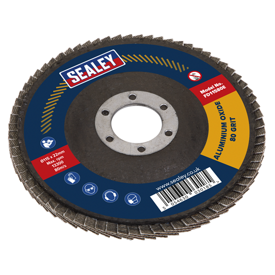 Sealey FD11580E - Flap Disc Aluminium Oxide Ø115mm Ø22mm Bore 80Grit