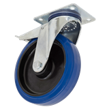 Sealey SCW3100SPLEM - Heavy-Duty Blue Elastic Rubber Swivel Castor Wheel With Total Lock Ø100mm - Trade