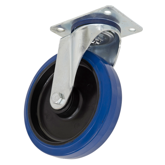 Sealey SCW3125SPEM - Heavy-Duty Blue Elastic Rubber Swivel Castor Wheel Ø125mm - Trade