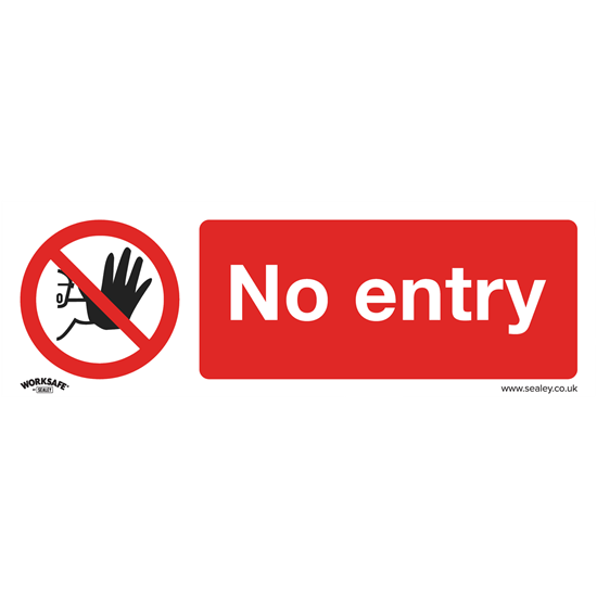 Sealey SS14P10 - Prohibition Safety Sign - No Entry - Rigid Plastic - Pack of 10