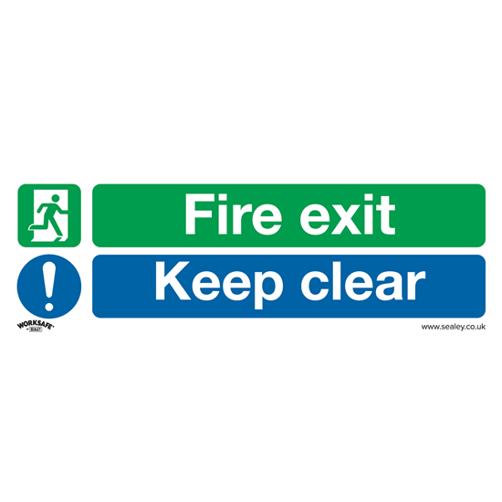 Sealey SS18V10 - Safe Conditions Safety Sign - Fire Exit Keep Clear - Self-Adhesive Vinyl - Pack of 10