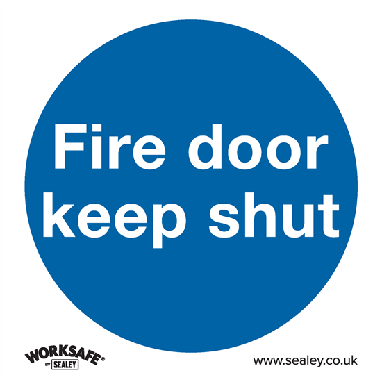 Sealey SS1P10 - Mandatory Safety Sign - Fire Door Keep Shut - Rigid Plastic - Pack of 10