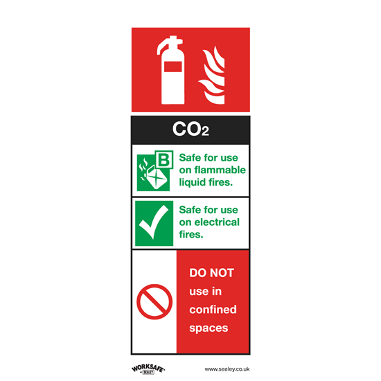 Sealey SS21P1 - Safe Conditions Safety Sign - CO2 Fire Extinguisher - Rigid Plastic