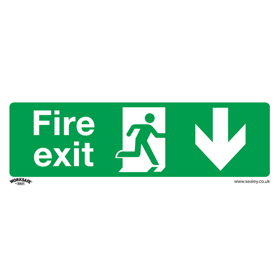 Sealey SS22P1 - Safe Conditions Safety Sign - Fire Exit ʍown) - Rigid Plastic
