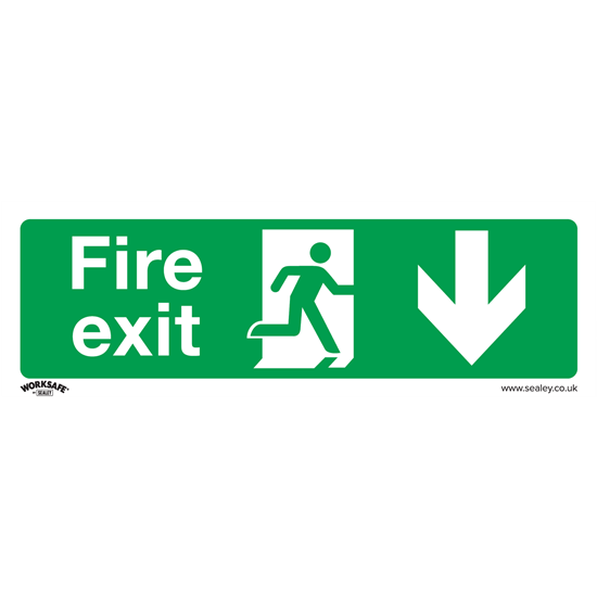 Sealey SS22P10 - Safe Conditions Safety Sign - Fire Exit ʍown) - Rigid Plastic - Pack of 10