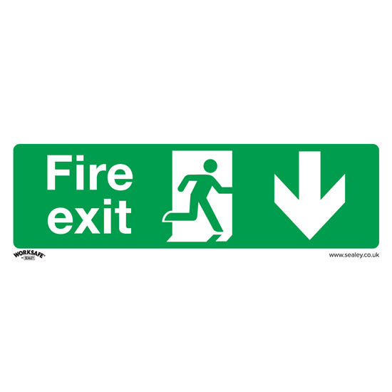 Sealey SS22V1 - Safe Conditions Safety Sign - Fire Exit ʍown) - Self-Adhesive Vinyl