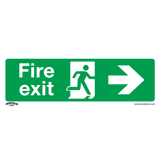 Sealey SS24V10 - Safe Conditions Safety Sign - Fire Exit (Right) - Self-Adhesive Vinyl - Pack of 10