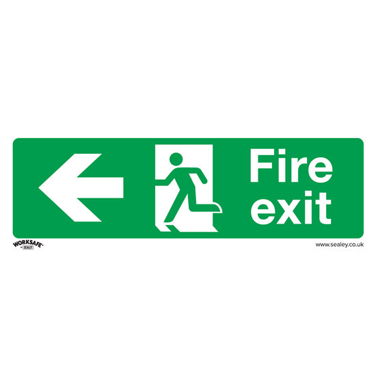 Sealey SS25P10 - Safe Conditions Safety Sign - Fire Exit (Left) - Rigid Plastic - Pack of 10