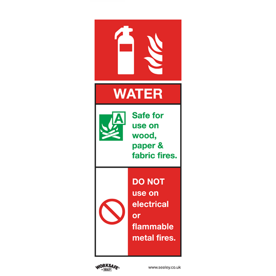 Sealey SS27V10 - Safe Conditions Safety Sign - Water Fire Extinguisher - Self-Adhesive Vinyl - Pack of 10