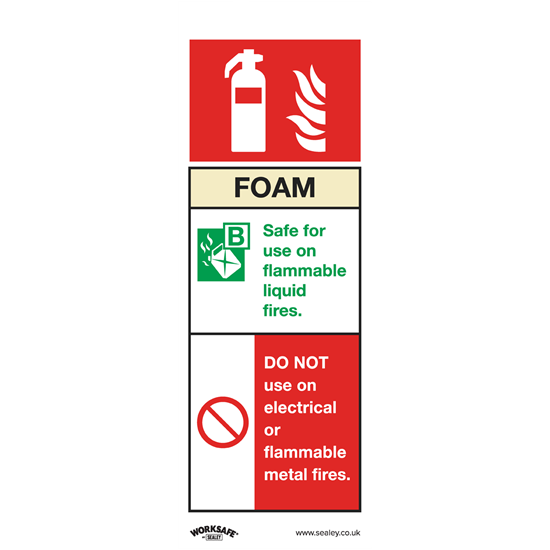 Sealey SS30V10 - Safe Conditions Safety Sign - Foam Fire Extinguisher - Self-Adhesive Vinyl - Pack of 10