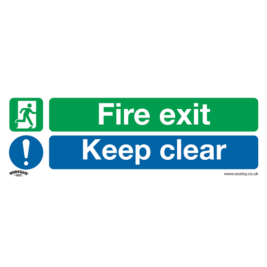 Sealey SS32P1 - Safe Conditions Safety Sign - Fire Exit Keep Clear (Large) - Rigid Plastic