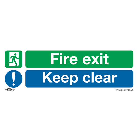 Sealey SS32V1 - Safe Conditions Safety Sign - Fire Exit Keep Clear (Large) - Self-Adhesive Vinyl