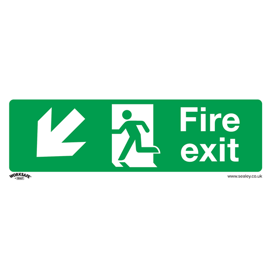 Sealey SS34P1 - Safe Conditions Safety Sign - Fire Exit ʍown Left) - Rigid Plastic