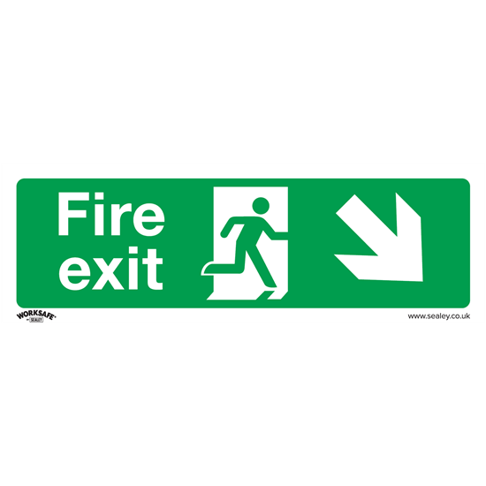 Sealey SS36P10 - Safe Conditions Safety Sign - Fire Exit ʍown Right) - Rigid Plastic - Pack of 10
