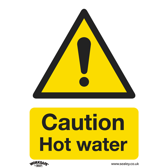 Sealey SS38P1 - Warning Safety Sign - Caution Hot Water - Rigid Plastic