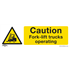Sealey SS44V1 - Warning Safety Sign - Caution Fork-Lift Trucks - Self-Adhesive Vinyl