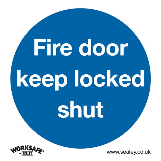 Sealey SS4V1 - Mandatory Safety Sign - Fire Door Keep Locked Shut - Self-Adhesive Vinyl