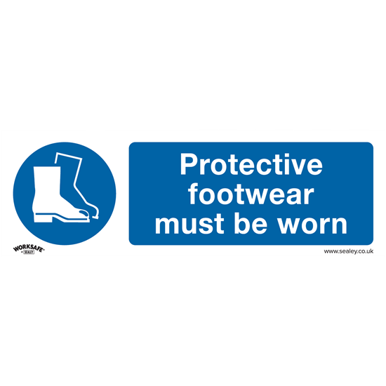 Sealey SS7P1 - Mandatory Safety Sign - Protective Footwear Must Be Worn - Rigid Plastic