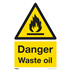 Sealey SS60P10 - Warning Safety Sign - Danger Waste Oil - Rigid Plastic - Pack of 10