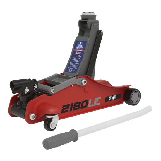Sealey 2180LE - 180° Handle Trolley Jack 2tonne Low Profile Short Chassis - Red