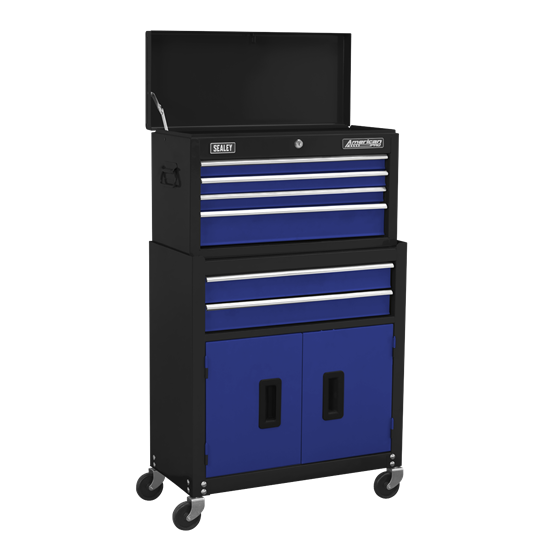 Sealey AP22B - Topchest & Rollcab Combination 6 Drawer with Ball-Bearing Slides - Blue
