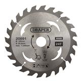 Draper 20891 (SBW4) - TCT Circular Saw Blade for Wood, 185 x 25.4mm, 24T
