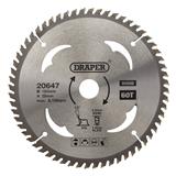 Draper 20647 (SBW3) - TCT Circular Saw Blade for Wood, 165 x 20mm, 60T