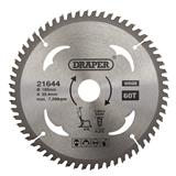 Draper 21644 (SBW7) - TCT Circular Saw Blade for Laminate & Wood, 185 x 25.4mm, 60T