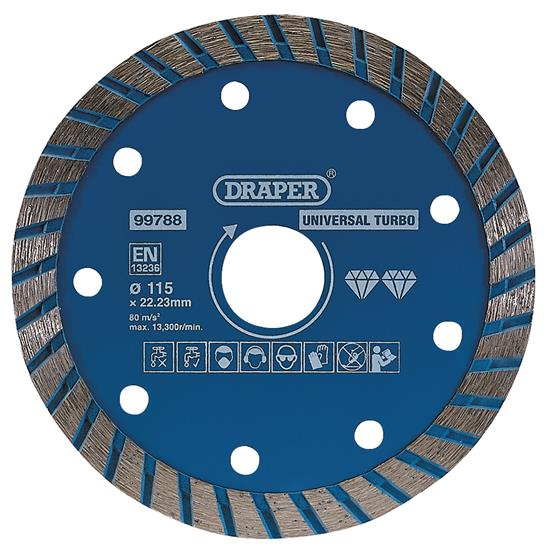 Draper 99788 ⣛T1) - Turbo Diamond Blade, 115mm