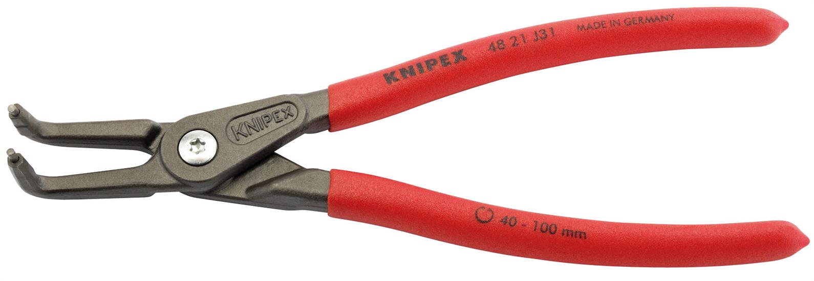 Draper 75086 ⡈ 21 J31) - Knipex 48 21 J31 90° Internal Straight Tip Circlip Pliers, 40 - 100mm Capacity, 210mm